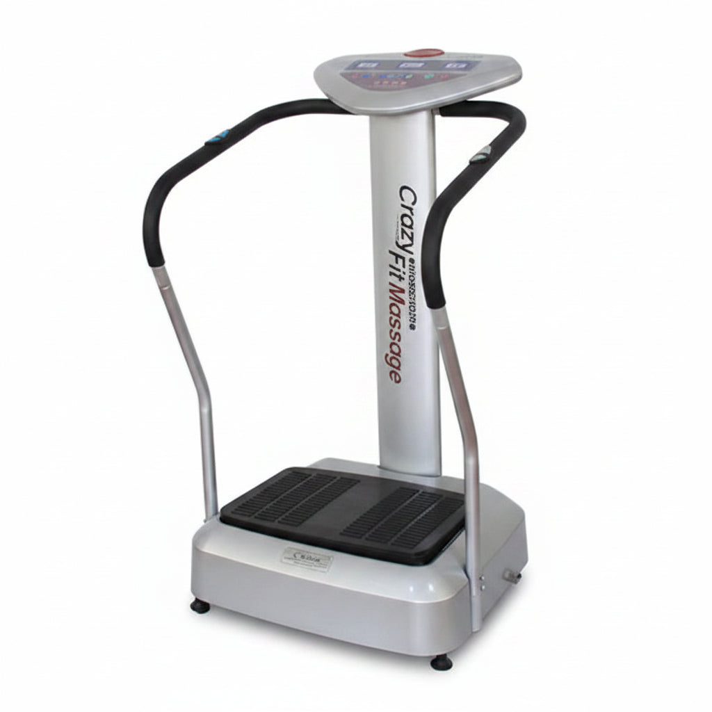 Vibration machine with labeled parts on a white background