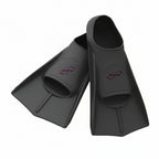 Pair of black diving fins with 'aryca' branding on a white background