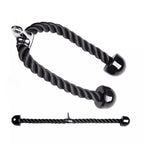 Black twisted rope dog leash with metal clasp on a white background