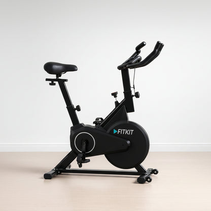 Fitkit by Cult FK7001 Spin Bike with 6Kg Flywheel, LED screen, Adjustable Brake Pad Resistance with Belt Drive System for Fitness at Home Workouts|Max Weight : 110 kg (Black)
