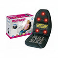 Massage seat cover with heating function and packaging on a white background