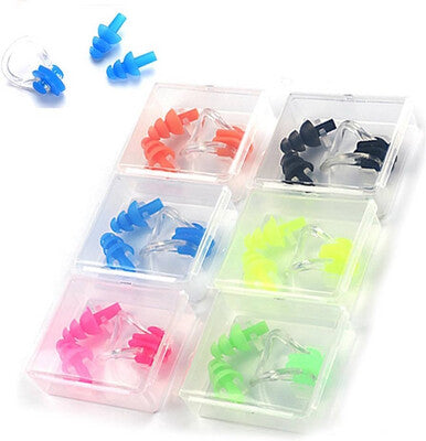 Colorful earplugs in a transparent box on a white background