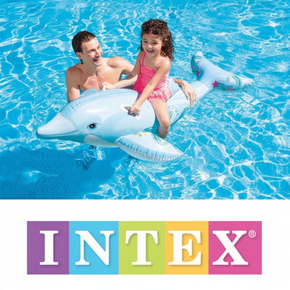 a dolphin-shaped inflatable pool 