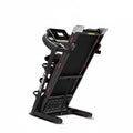 Black treadmill with digital display on a white background, featuring the brand 'LIJIUJIA'.