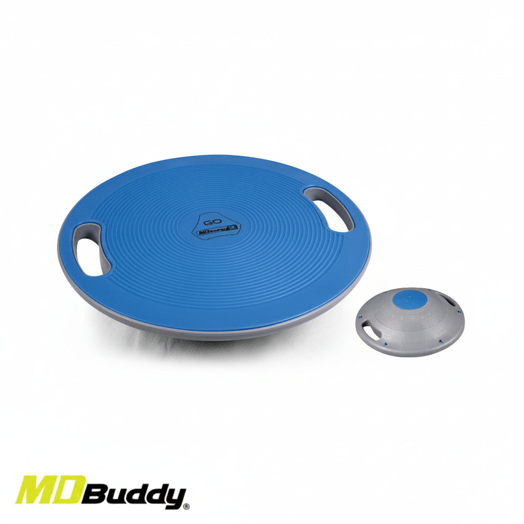 Blue and gray balance disc with handles  featuring MD \ brothersshop