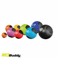 Set of colorful medicine balls with numbers on a white background, featuring the MD Buddy brand.
