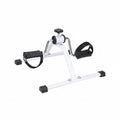 A white and black abdominal exercise pedal exerciser machine with foot 