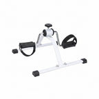 A white and black abdominal exercise pedal exerciser machine with foot 