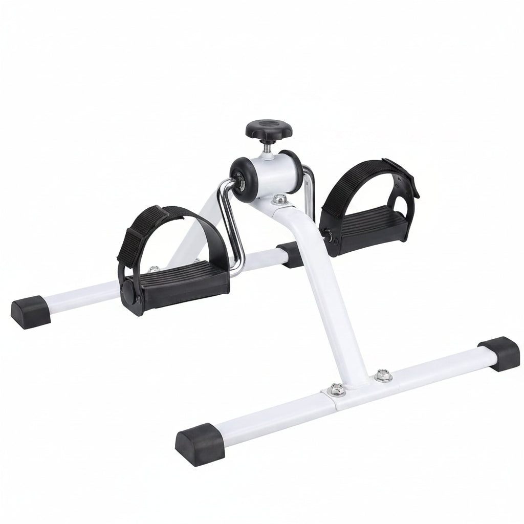 White and black exercise bike pedal exerencer on a white background