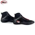 Black high-top sneakers with red accents on a white background, featuring Twins Spirit logo.