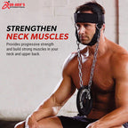  a neck strengthening device with text about muscle building.