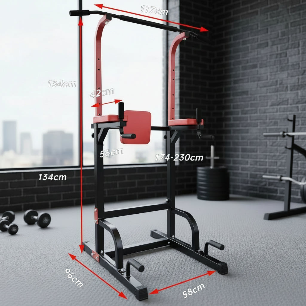 Multi-Functional 5-in-1: Supports pull-ups, dips, knee raises, push-ups, and more for a complete full-body strength training routine at home.