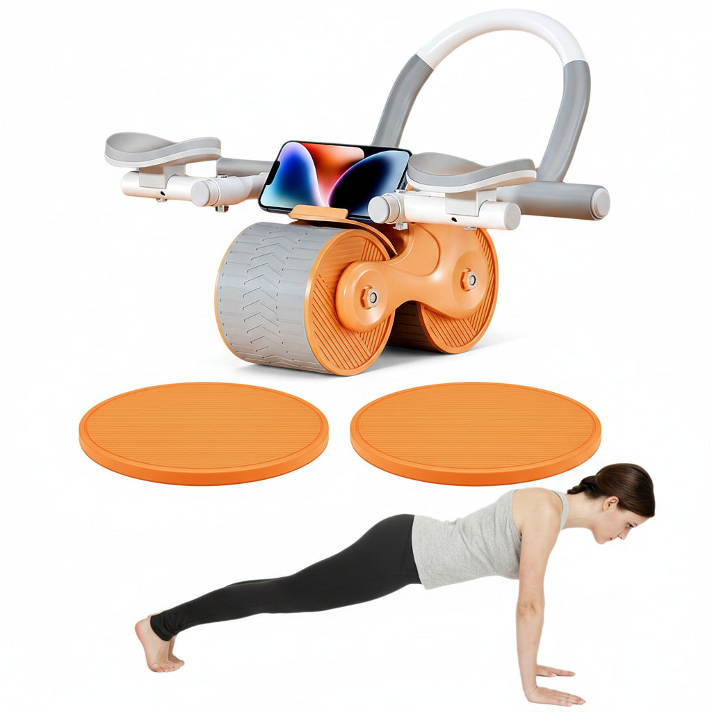 ِِAbdominal Exerciser With Knee Mat For Abs Workout Training, Automatic Rebound Abdominal Wheel